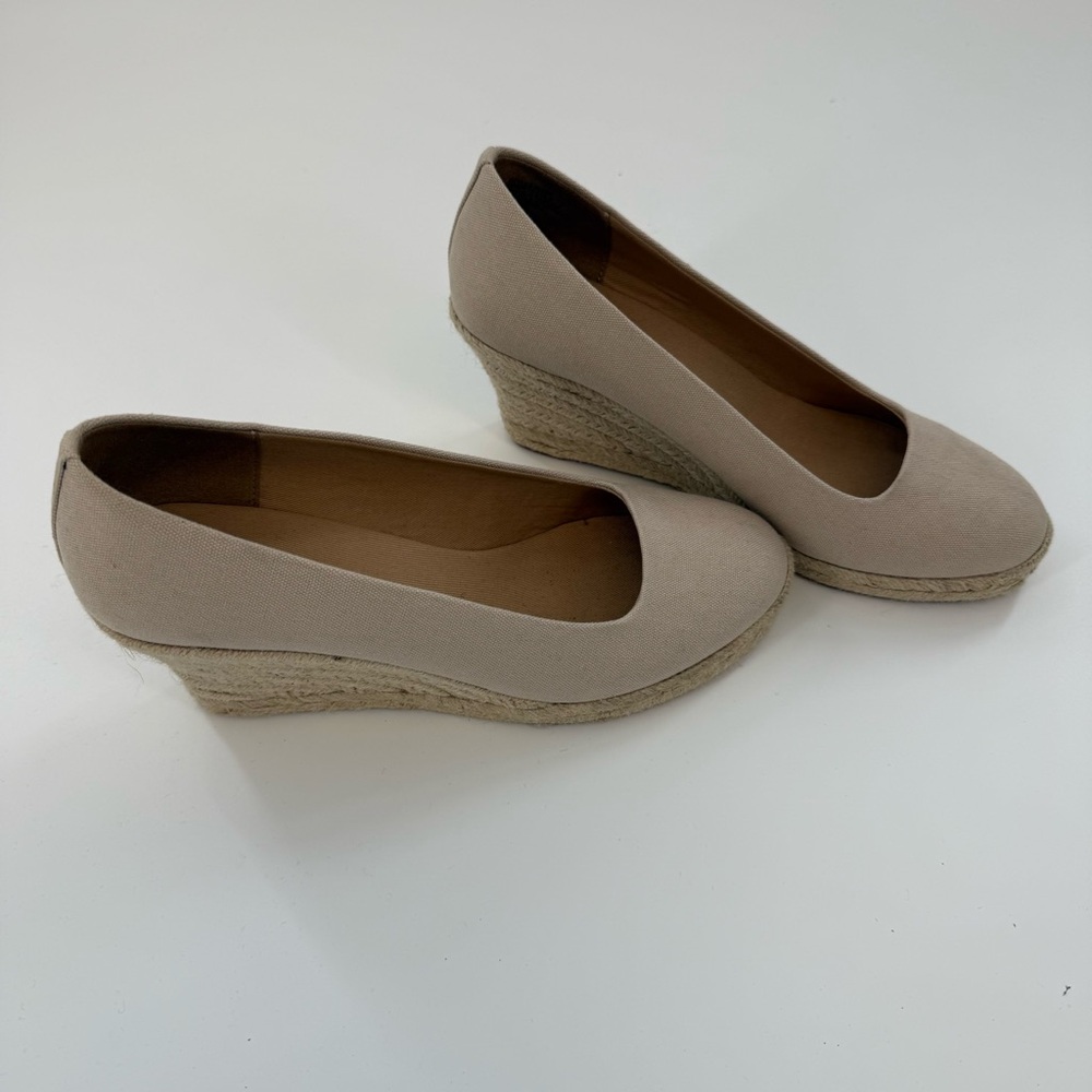 J. Crew Factory Canvas Espadrille Wedges Flax Size 9